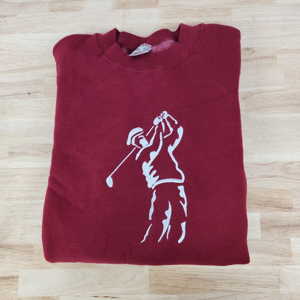 Vintage Fruit Of The Loom Heavy Cotton Crewneck Sweatshirt Mens XXL Golf Logo